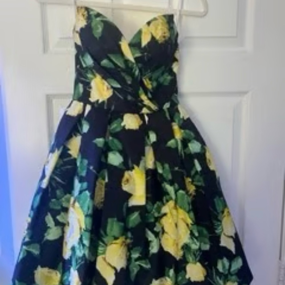Sherri Hill Yellow Strapless Dress
